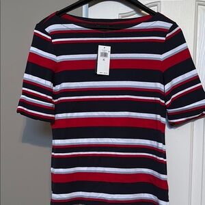 Striped Red, White, and Black Top